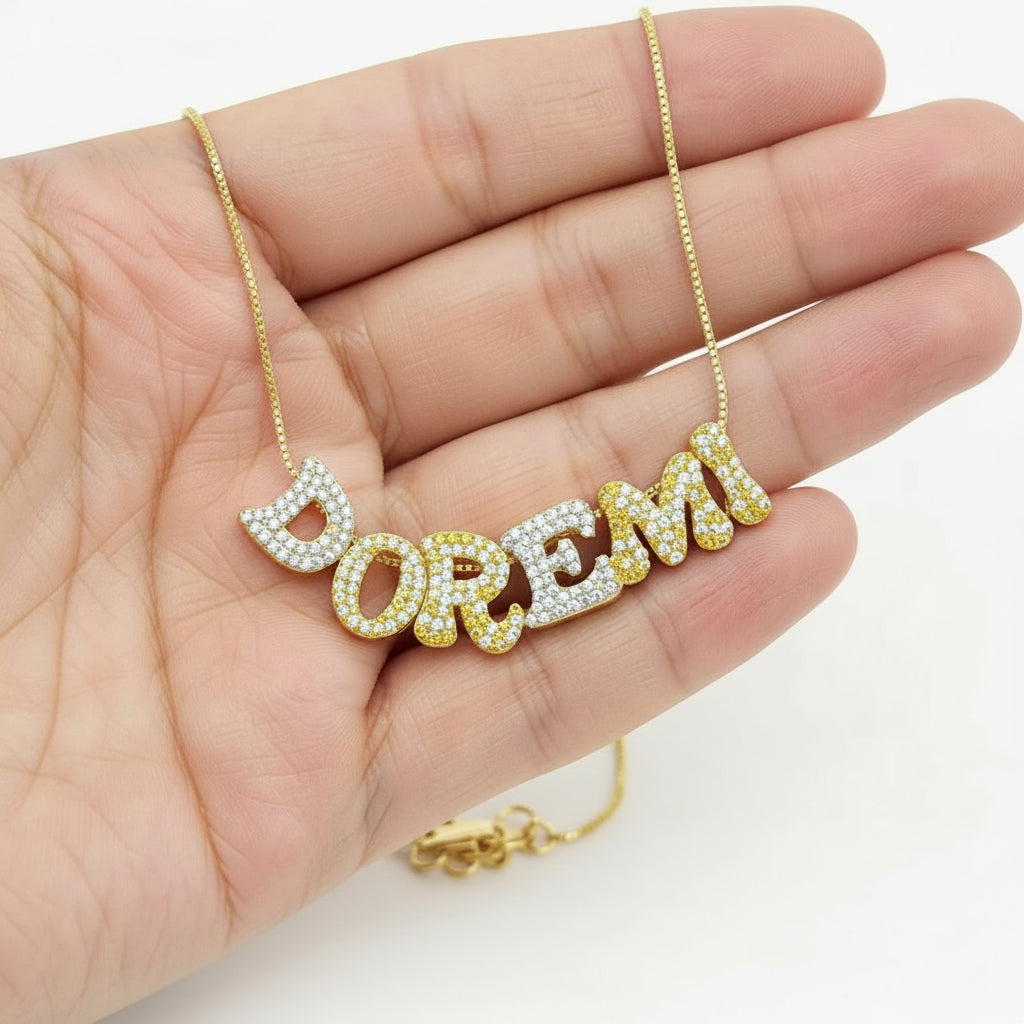 Customized Bling Diamond Initial Pendant Necklace