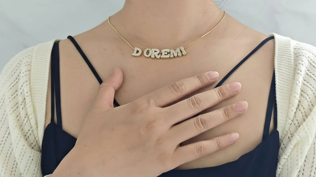 Customized Bling Diamond Initial Pendant Necklace