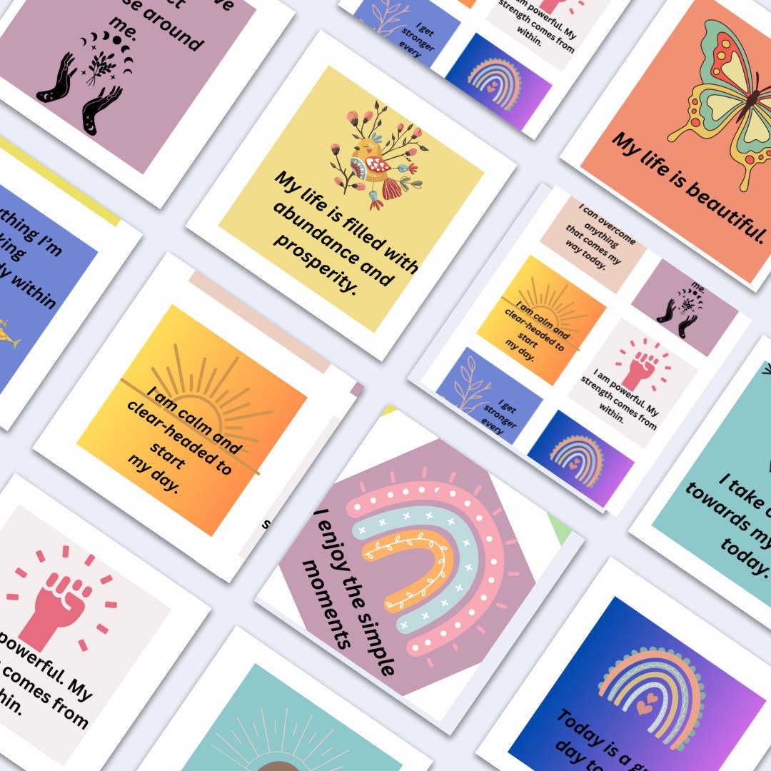 Affirmation cards for Self confidence and Daily Motivation -48 printable affirmation cards for self confidence and daily motivation