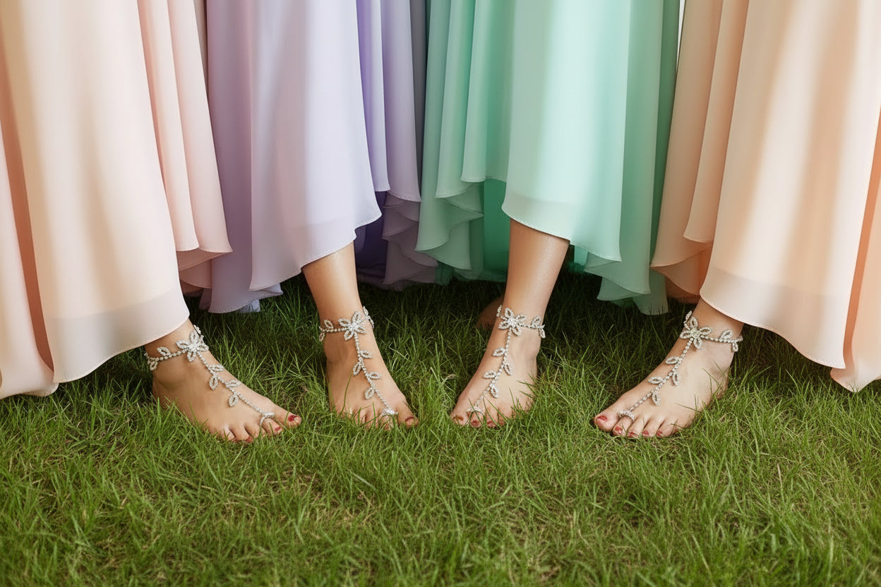 Crystal Rhinestones Barefoot Sandals, Bridal Barefoot Sandals ,Bottomless Sandals, Bridesmaid gift, Beach bride barefoot , Anklet for women