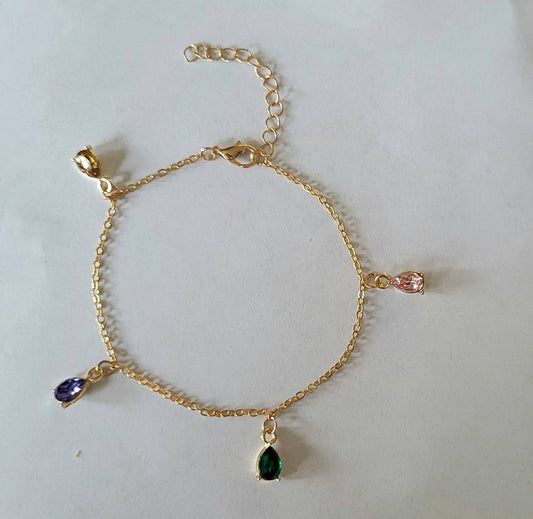 Birthstone anklet,gold plated anklet,anklet for women, anklace,ankle bracelet, gift for mom ,mother's day gift,gift under 10 dollars