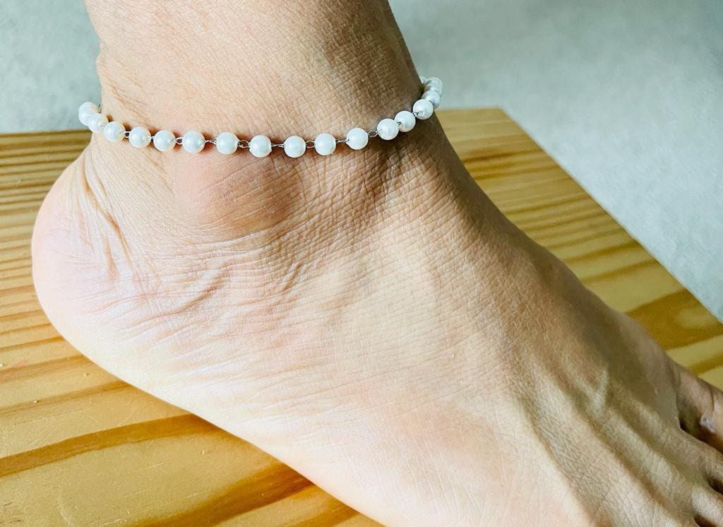 Pearl anklet, dainty pearl anklet, pearl anklace pearl ankle bracelet , gift for bridesmaid