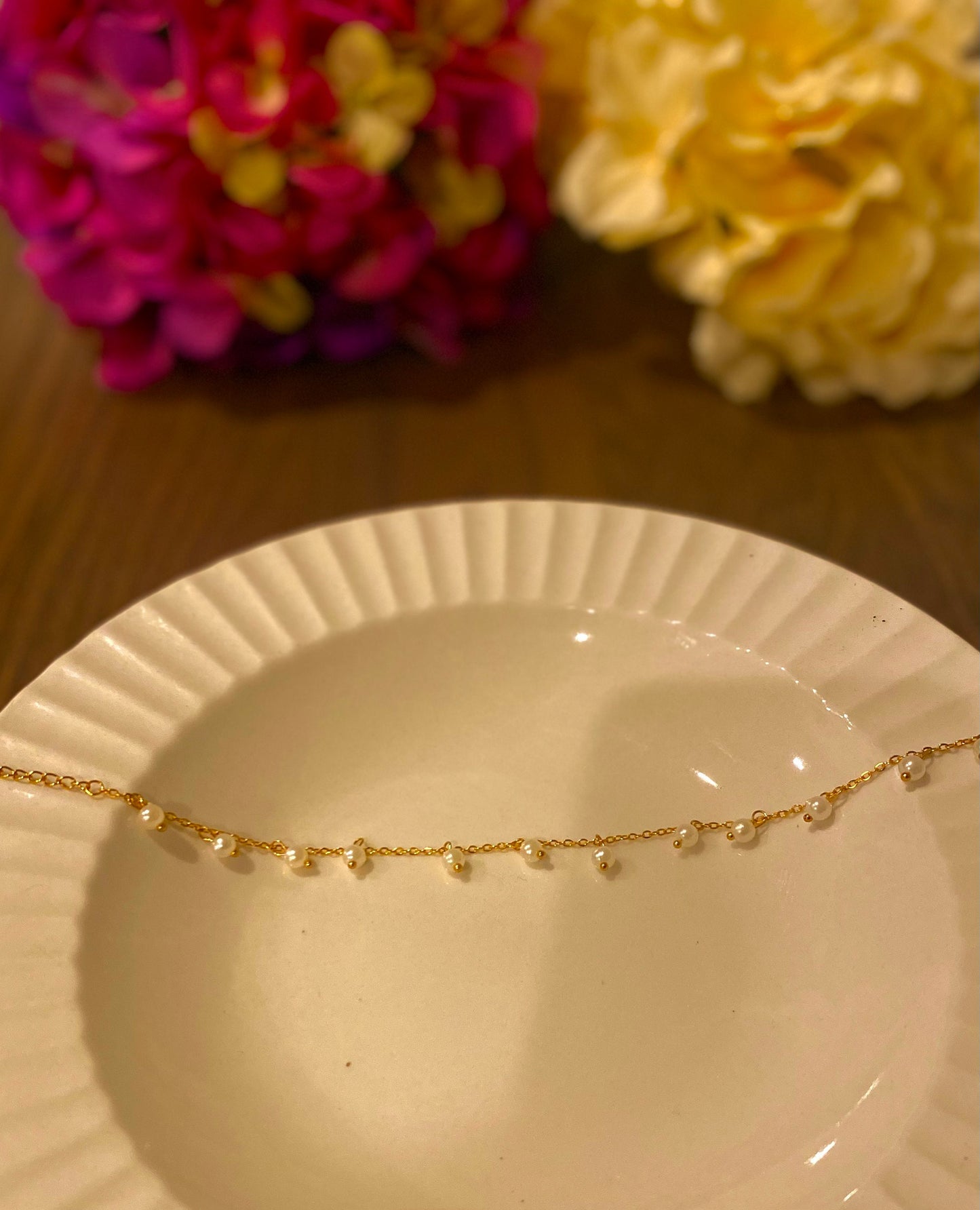 Freshwater pearl anklet , dainty pearl anklet, ankle bracelet, Valentine’s Day gift, gold anklet