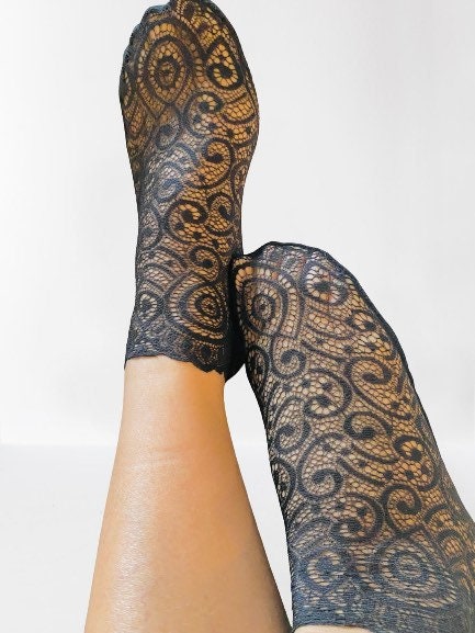 Fishnet lace socks, lace socks , sheer socks , dress socks, net socks, flower socks