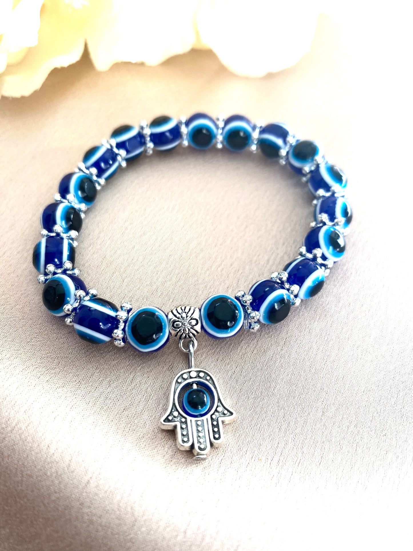 Evil eye Bracele blue beads Hamsa charm bracelet with evil eye crystal bracelet protection bracelet for women