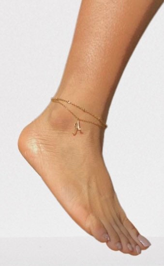 Initial charm anklet, alphabet gold anklet, personalized anklet, personalized valentines gift for her
