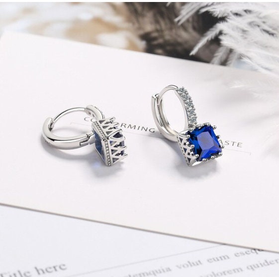 Sapphire blue Drop Earrings Crystal Earrings Bridal drop Earrings for Bridesmaid Formal wear Jewelry Gift For Mom Last minute Gift for wife