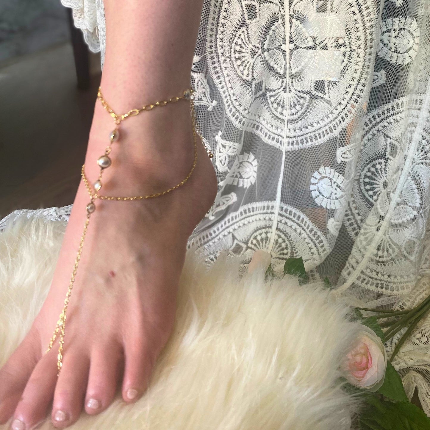 Crystal barefoot sandals, Beach bride barefoot sandals,Chain anklet.Wedding sandals Bridesmaids sandals