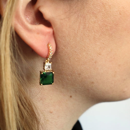 Emerald Green Drop Earrings Emerald Birthstone Earrings Wedding gift for mom of bride Wedding jewelry green crystal earrings