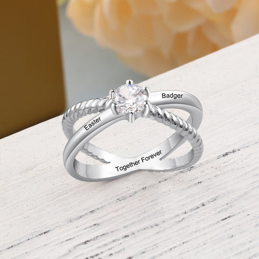 Personalized Promise Rings for Her Custom Couples Name Ring with message
