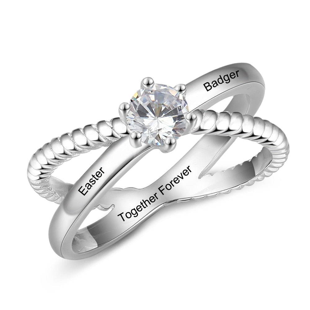 Personalized Promise Rings for Her Custom Couples Name Ring with message