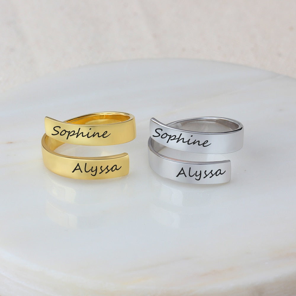 Double name spiral ring