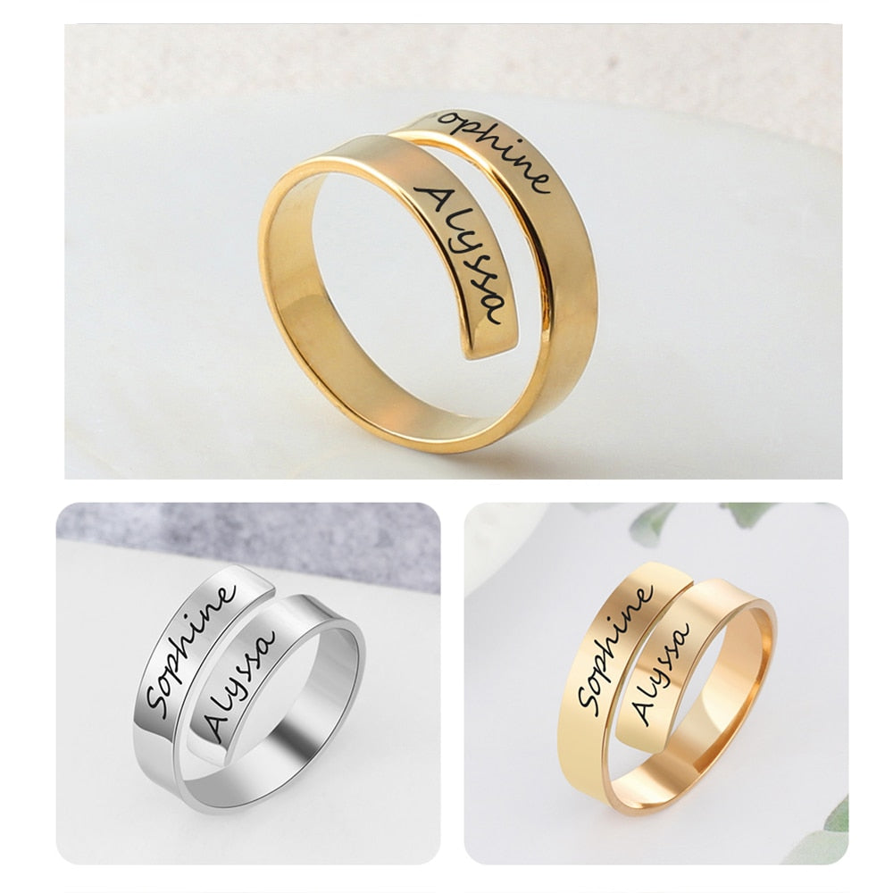 Double name spiral ring