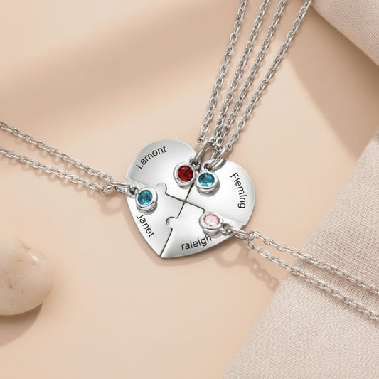 family heart necklace