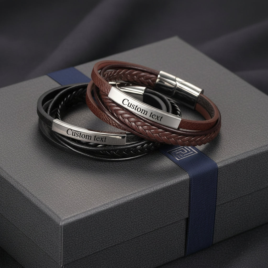 Personalized Leather Bracelet for men