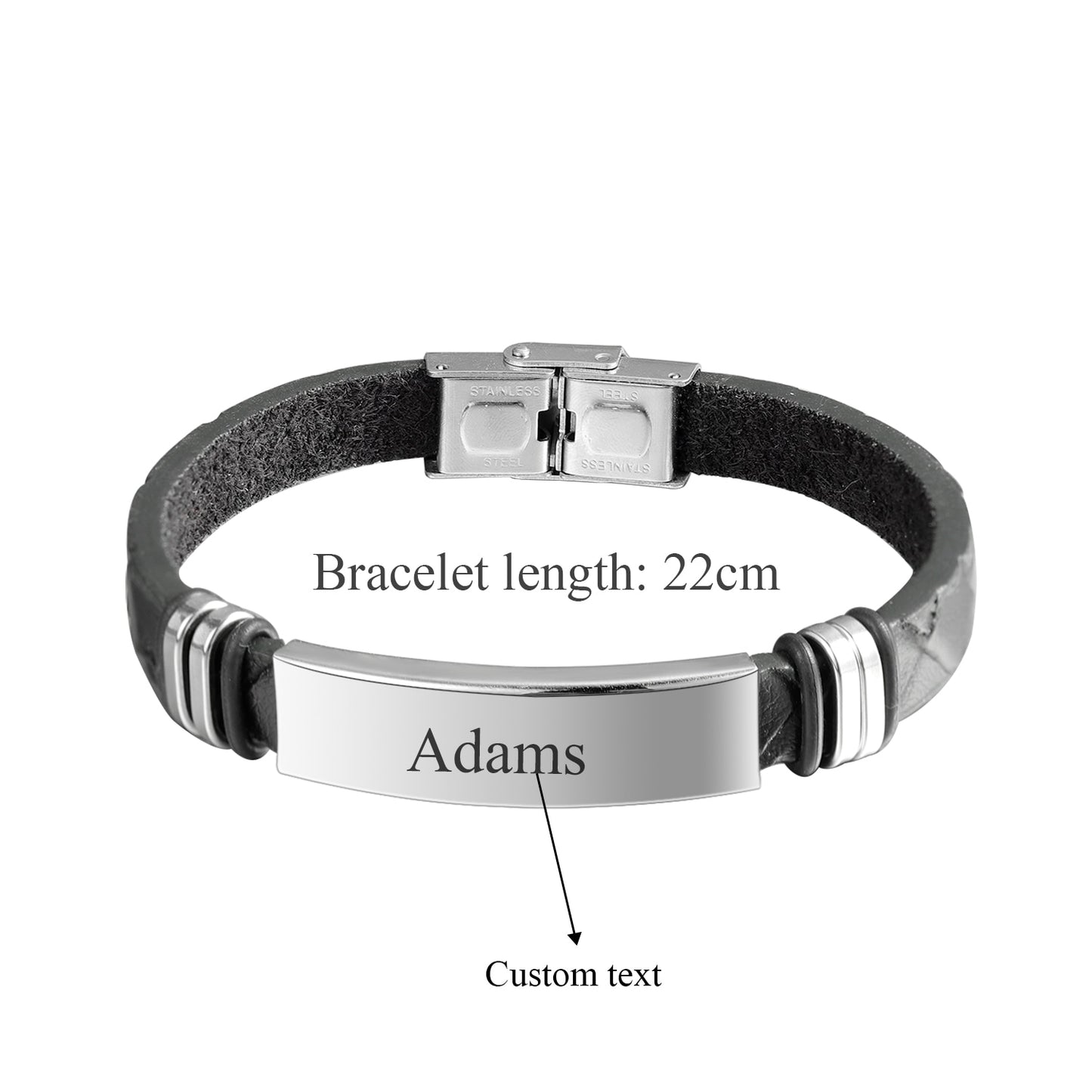 Personalized leather bracelet with engraving for man