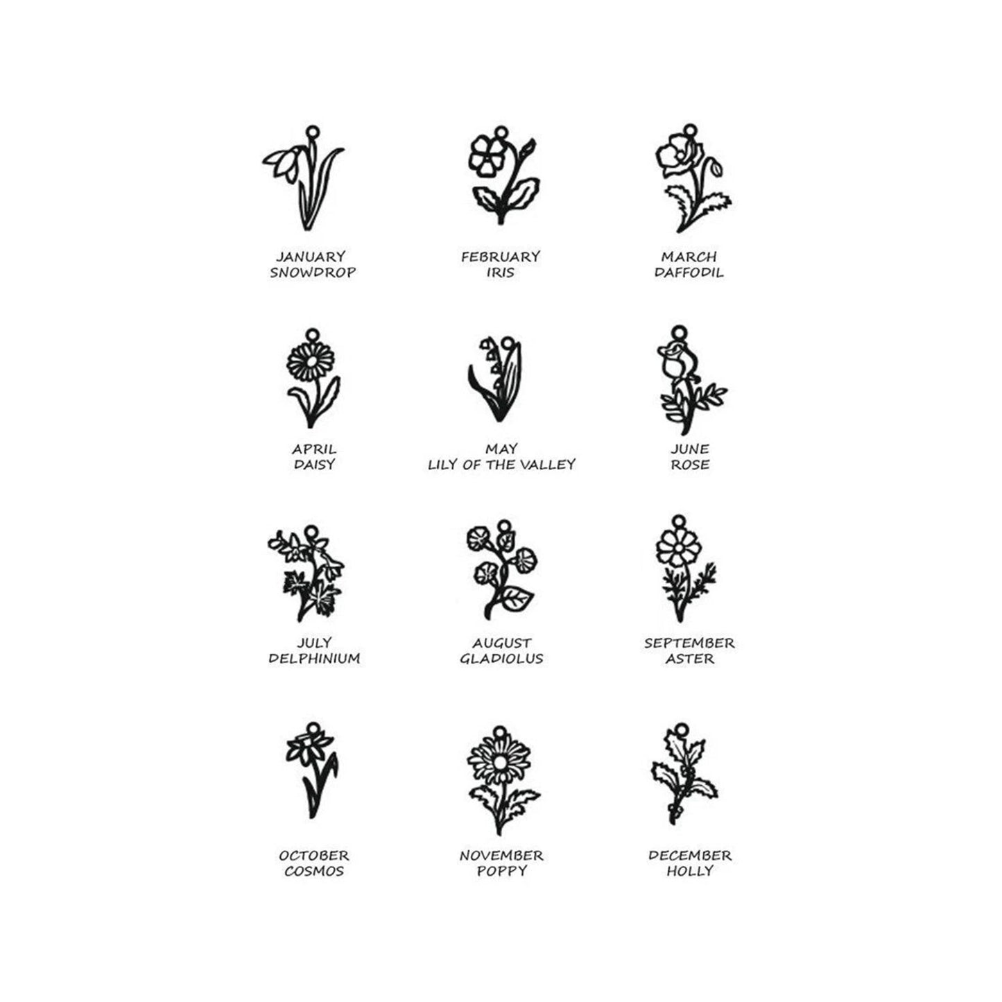 Personalized Custom Name Necklaces Birth Month Flower