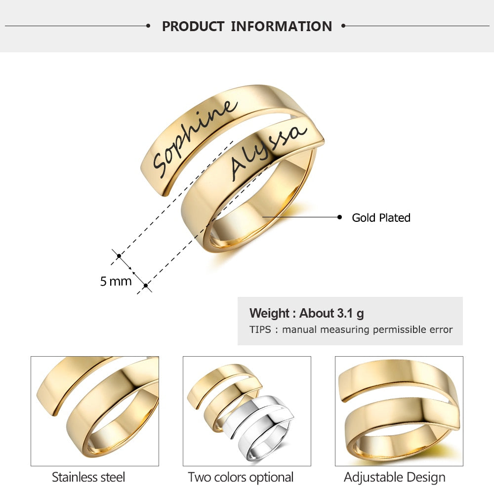 Engraved Double Name Ring ,Two Name Ring