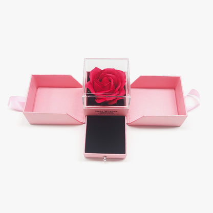 Queen Crown Dancing Crystal Necklace – Rose Gold & White Gold Plated Pendant, Gift for Her with Box & Card, Elegant Jewelry for Women