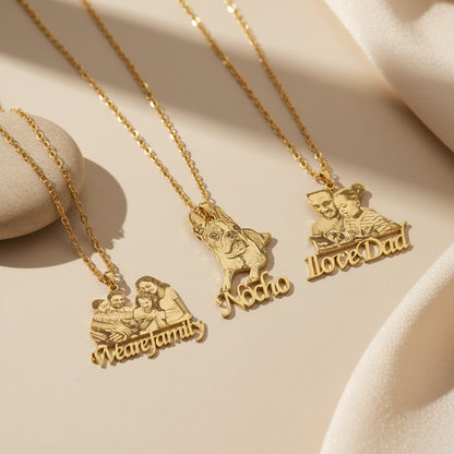 Custom Photo Engraved Pendant Necklace – Memory Keepsake Gift