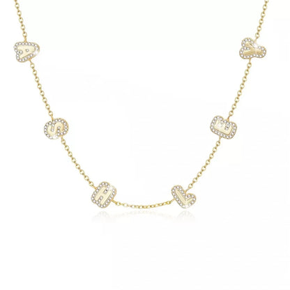Custom Bubble Name Necklace 14k Gold Plated