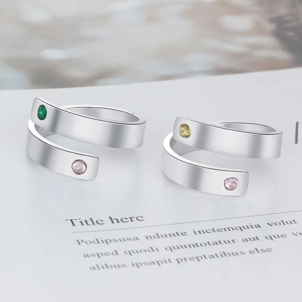 Personalized Ring with Two Names and Birthstones - A Meaningful Custom Gift