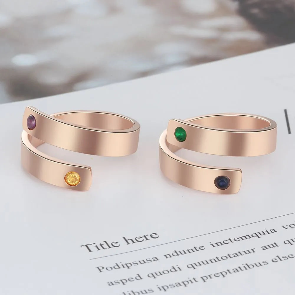 Personalized Ring with Two Names and Birthstones - A Meaningful Custom Gift