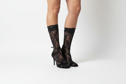 Black Lace Sheer Socks for Heels