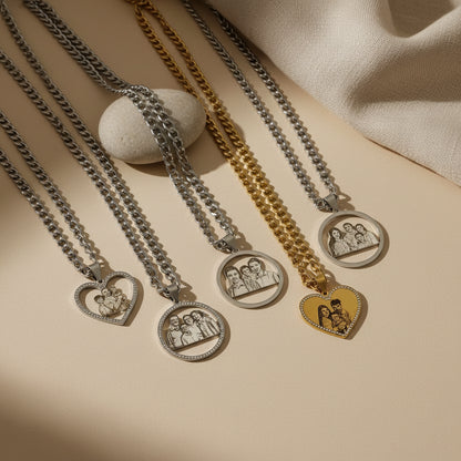 Custom Photo Engraved Pendant Necklace – Memory Keepsake Gift