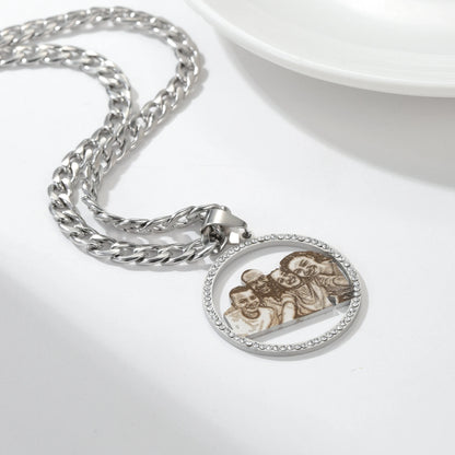 Custom Photo Engraved Pendant Necklace – Memory Keepsake Gift