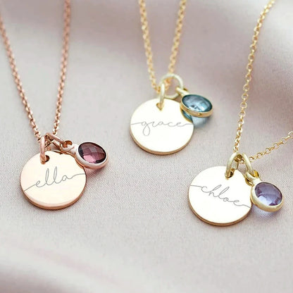 Custom Birthstone Name Necklace – Personalized Mom Jewelry Gift