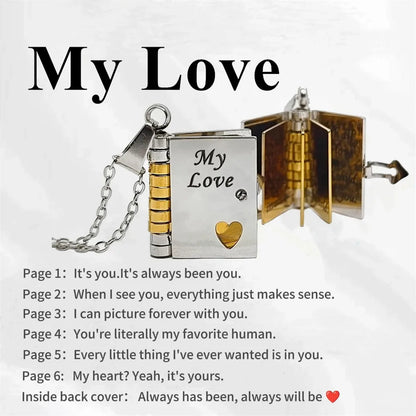 Openable Book Locket Pendant Necklace My Son Daughter Book Necklaces Girl Boy Graduation Jewelry Steel Choker Birthday Gift