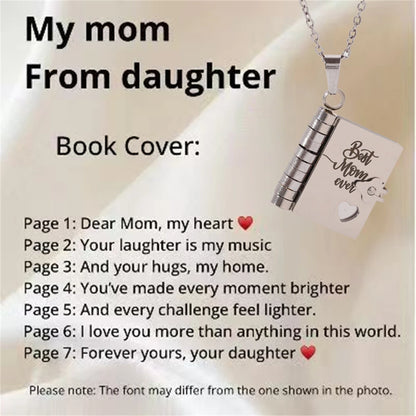 Openable Book Locket Pendant Necklace My Son Daughter Book Necklaces Girl Boy Graduation Jewelry Steel Choker Birthday Gift