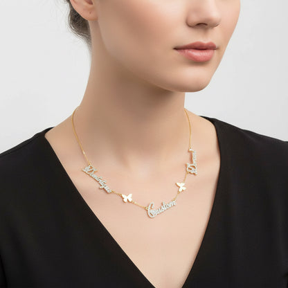 Custom Multi CZ Name Necklace Personalized Girl Name Pendant