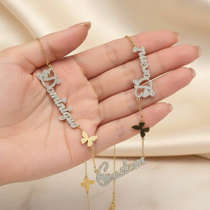 Custom Multi CZ Name Necklace Personalized Girl Name Pendant