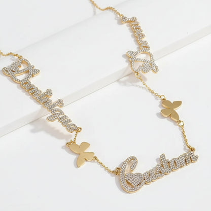 Custom Multi CZ Name Necklace Personalized Girl Name Pendant