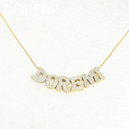Customized Bling Diamond Initial Pendant Necklace