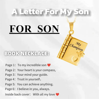 Openable Book Locket Pendant Necklace My Son Daughter Book Necklaces Girl Boy Graduation Jewelry Steel Choker Birthday Gift