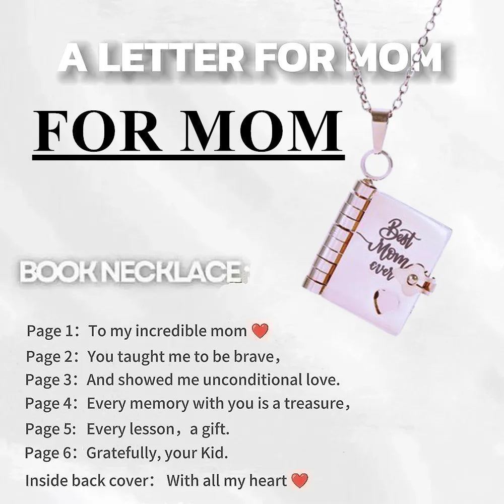 Openable Book Locket Pendant Necklace My Son Daughter Book Necklaces Girl Boy Graduation Jewelry Steel Choker Birthday Gift