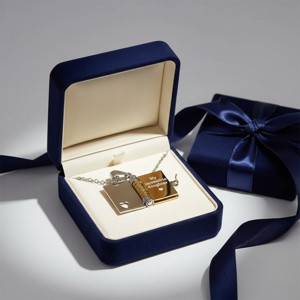 Openable Book Locket Pendant Necklace My Son Daughter Book Necklaces Girl Boy Graduation Jewelry Steel Choker Birthday Gift