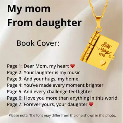 Openable Book Locket Pendant Necklace My Son Daughter Book Necklaces Girl Boy Graduation Jewelry Steel Choker Birthday Gift