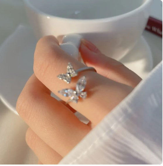 Butterfly ring Adjustable Diamond Ring for Gift
