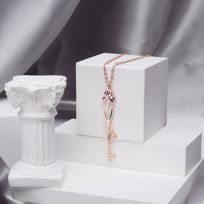 Personalized Birth Flower Necklace – Custom Name Floral Pendant, Meaningful Gift for Her, Birthday & Mother’s Day Jewelry