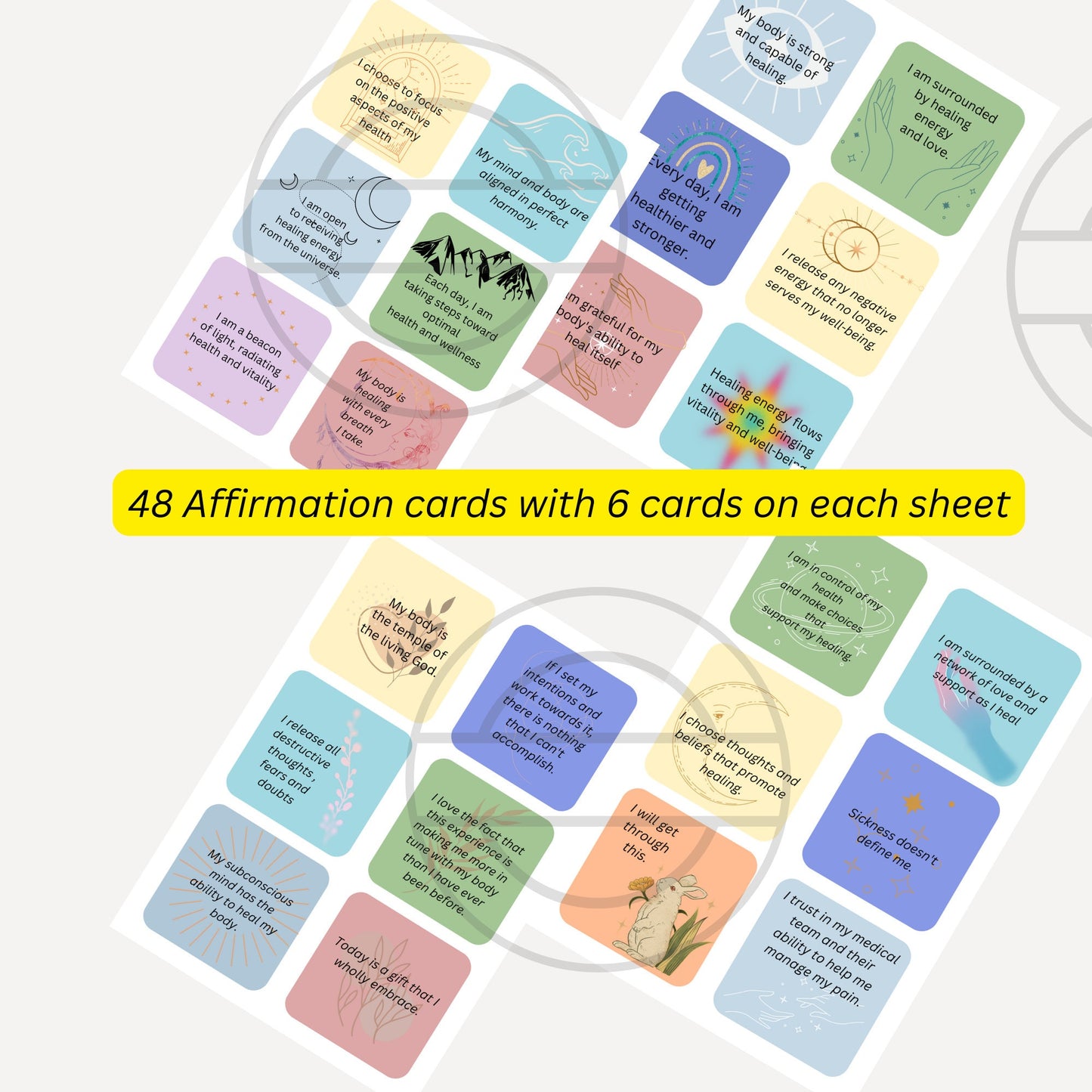 Printable Affirmation cards for Illness Recovery, Affirmation cards for cancer fighter ,Healing Affirmations ,Gift for Cancer Patient