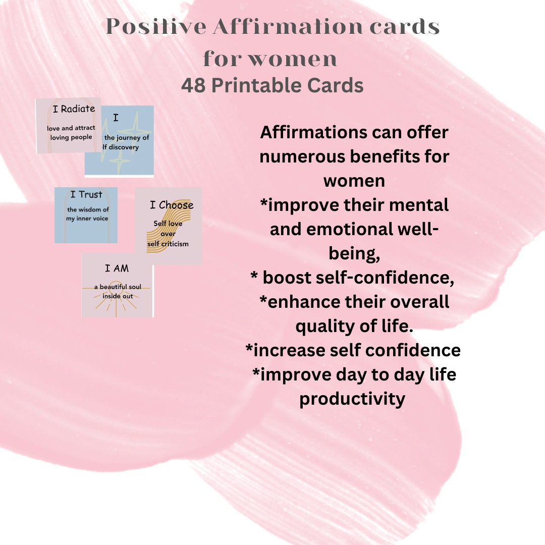 Affirmations cards for women Printable Affirmation station cards for women self love confidence and day to day productivity mindfulness card