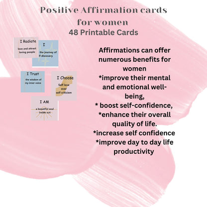 Affirmations cards for women Printable Affirmation station cards for women self love confidence and day to day productivity mindfulness card