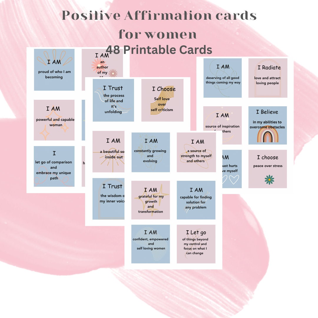 Affirmations cards for women Printable Affirmation station cards for women self love confidence and day to day productivity mindfulness card