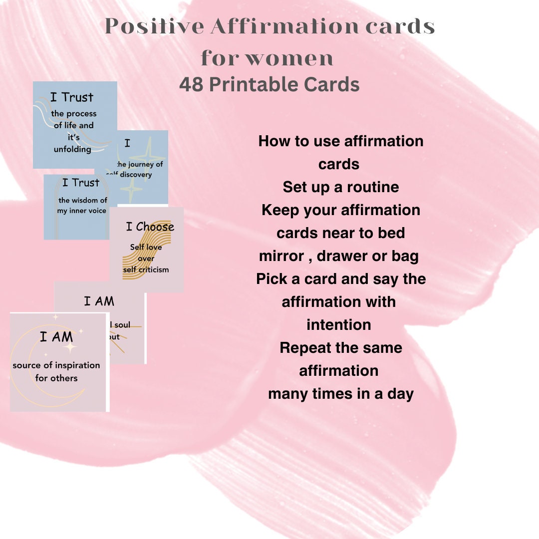Affirmations cards for women Printable Affirmation station cards for women self love confidence and day to day productivity mindfulness card