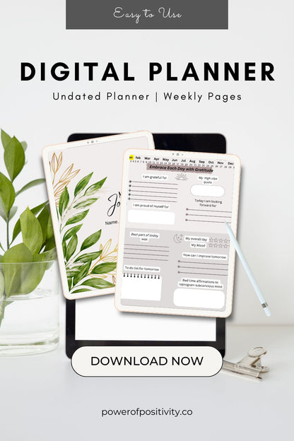 Digital Gratitude Journal. Mindfulness Practice journal ,Digital Daily Journal compatible with Good notes and Notability, Daily planner