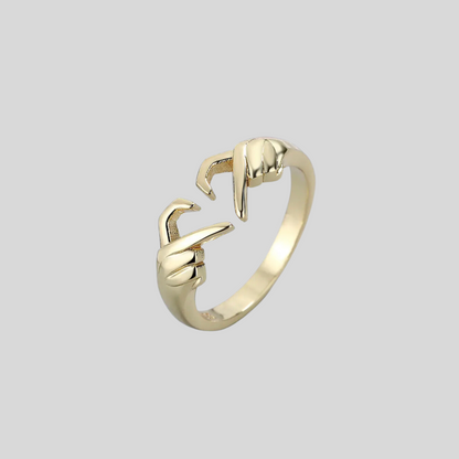 Love Hug Ring Gold plated heart ring,Hug ring band,Love heart ring,Promise ring gold heart ring